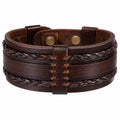 Bracciale intrecciato marrone regolabile con chiusura a bottone