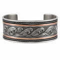 Bracciale Rigido Aperto Inciso Onde Argento/Rame