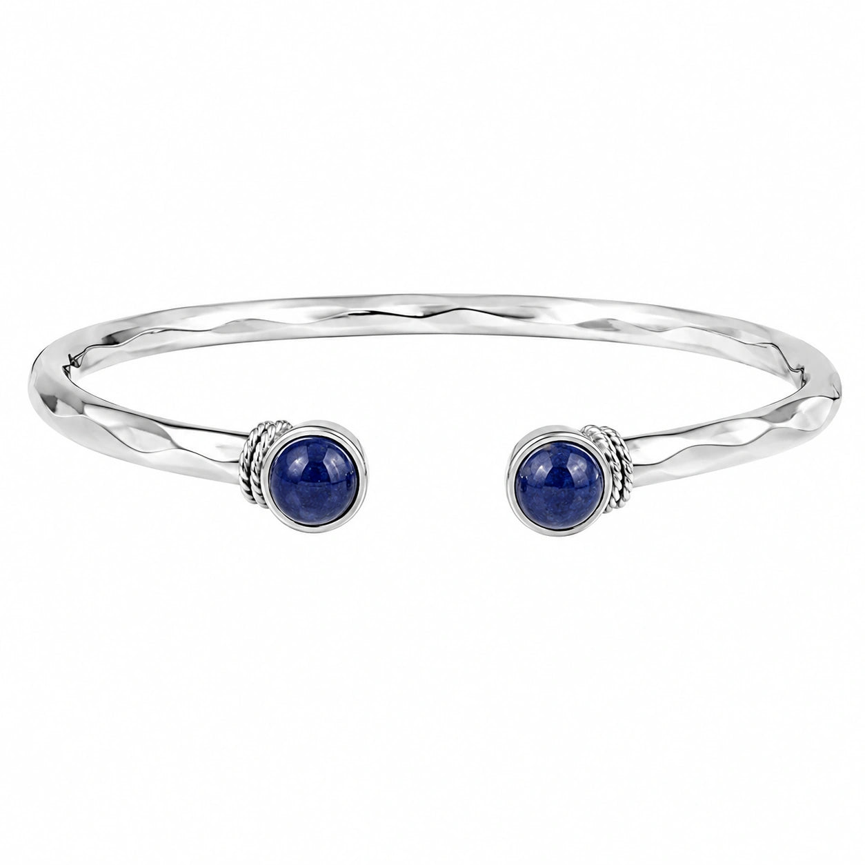 Bracciale rigido aperto con pietre blu eleganti