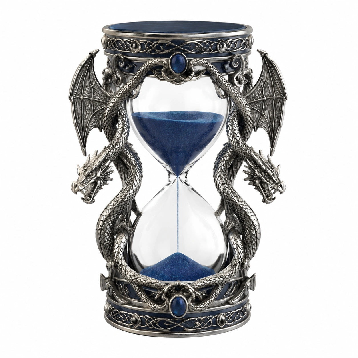 Clessidra Decorativa con Draghi e Sabbia Blu