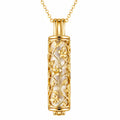 Collana Pendente Cilindrico Floreale Placcato Oro