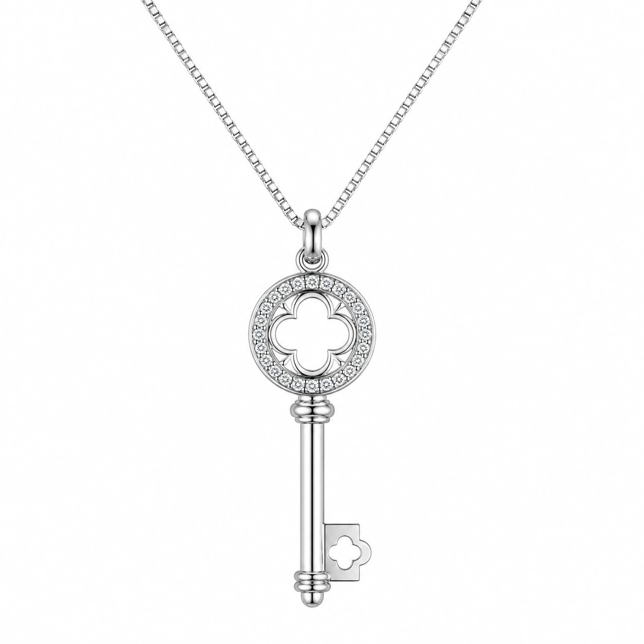Collana Pendente Chiave con Cristalli Argento