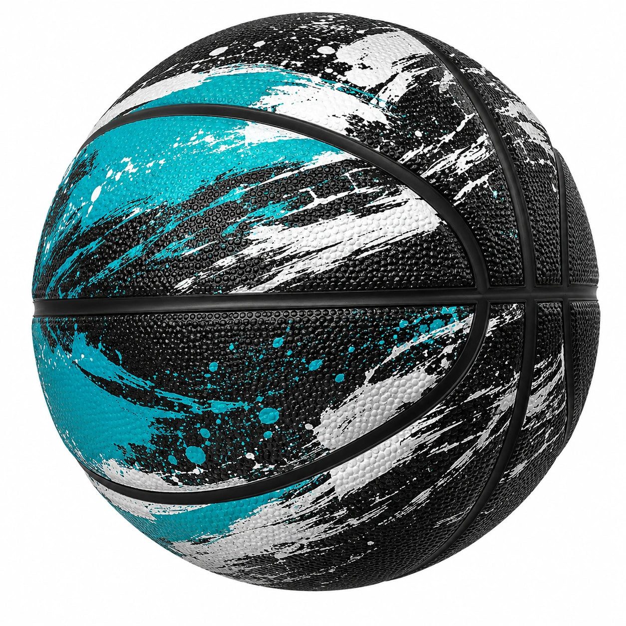 Pallone da Basket Nero/Bianco/Azzurro con Design Accattivante